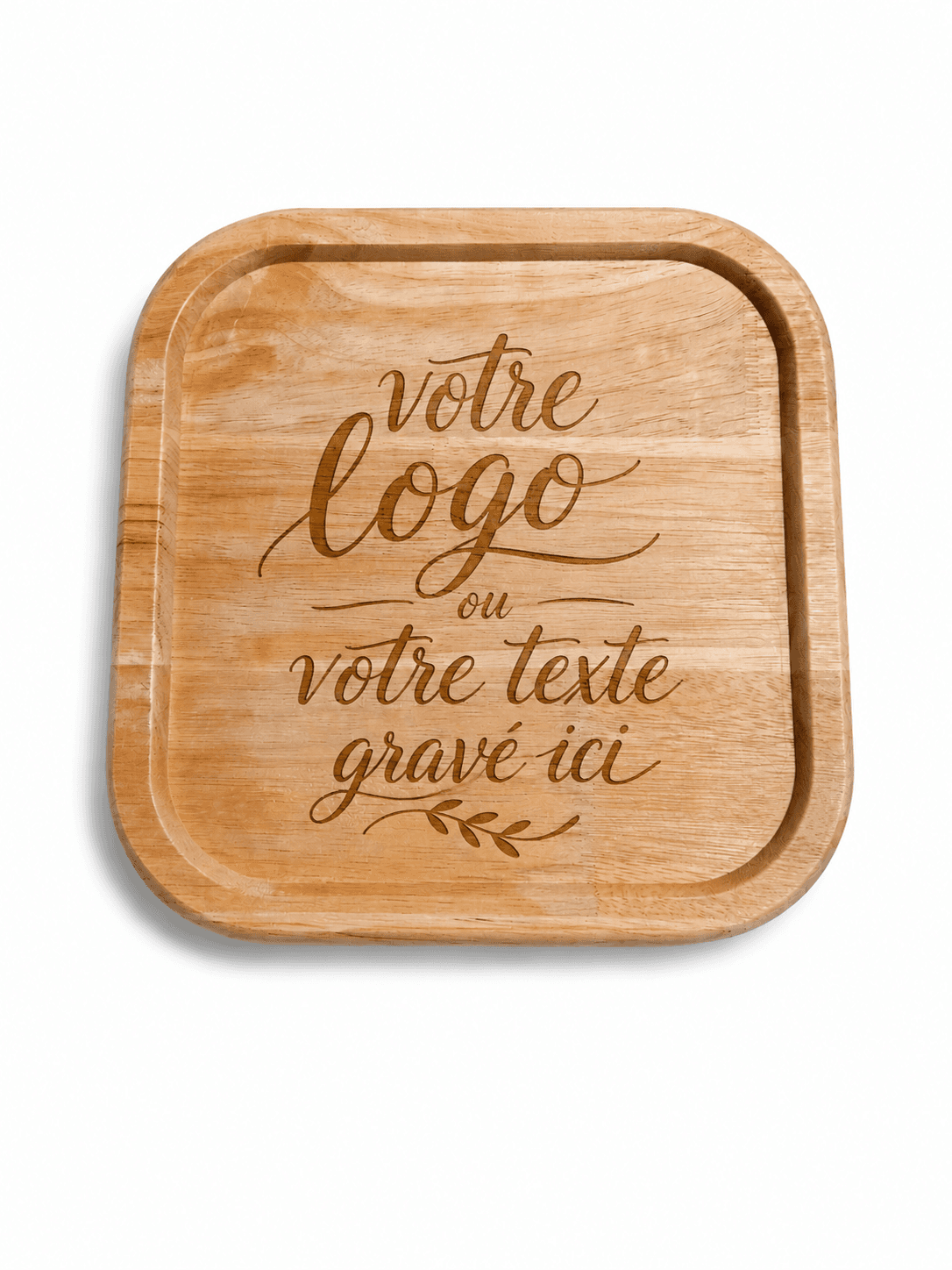 Plateau carré personnalisé en bois d’hévéa